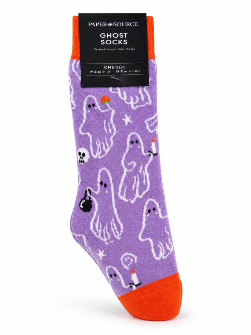 Paper Source Ghost Crew Socks Halloween Colorful Spooky Unisex 9-11 NWT Novelty